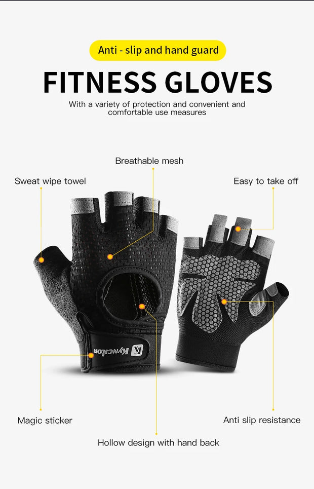 Half Finger Gloves Gym Fitness Anti-Slip Women Men Gel Pad Gloves Gym Cycling Fingerless Gloves Bicycle Accessories