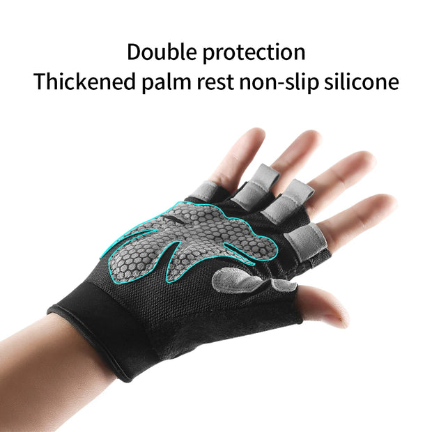 Half Finger Gloves Gym Fitness Anti-Slip Women Men Gel Pad Gloves Gym Cycling Fingerless Gloves Bicycle Accessories