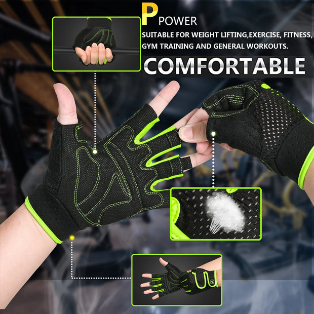 MOREOK Gym Gloves Non-slip 3MM Pads Pull Up Power Training Weight Lifting Gloves Kettlebell Workout Exercise Fitness Gloves Men