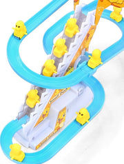 Children Fun Toy Small Duck Penguin Electronic Climbing Stairs Track Toy Light Musical Slide Track Coaster Baby Educational Gift