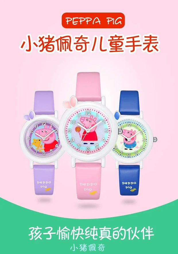 New Peppa Pig Children's Watch Waterproof Quartz Watch Activity Doll Toy Girl and Boy Cute Anime Watch Anime Gift