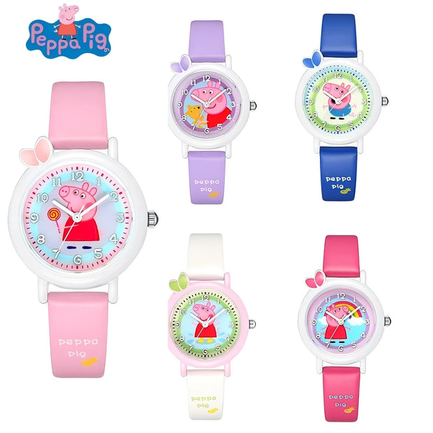 New Peppa Pig Children's Watch Waterproof Quartz Watch Activity Doll Toy Girl and Boy Cute Anime Watch Anime Gift